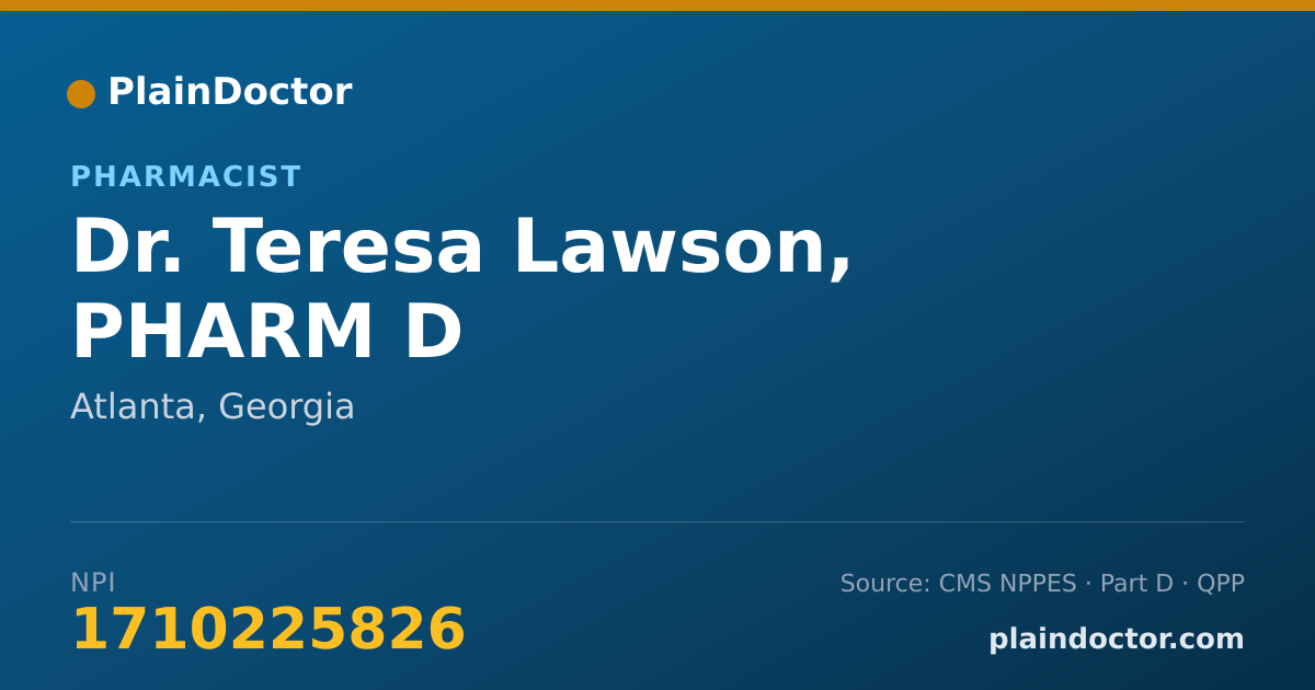 Shareable card for Teresa Lawson, PHARM D - Pharmacist, Atlanta, GA