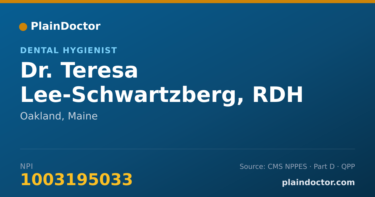 Shareable card for Teresa Lee-Schwartzberg, RDH - Dental Hygienist, Oakland, ME