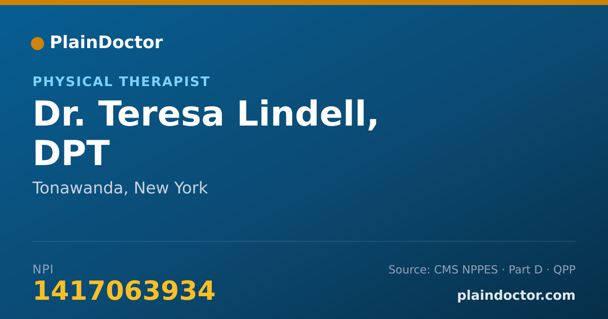Shareable card for Teresa Lindell, DPT - Physical Therapist, Tonawanda, NY