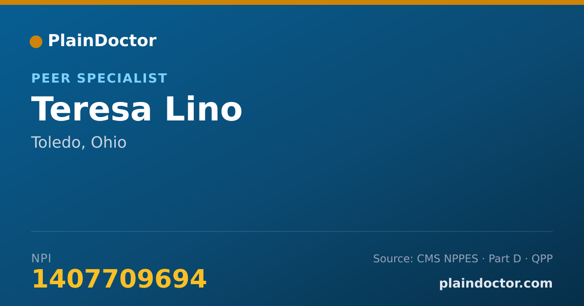Shareable card for Teresa Lino - Peer Specialist, Toledo, OH