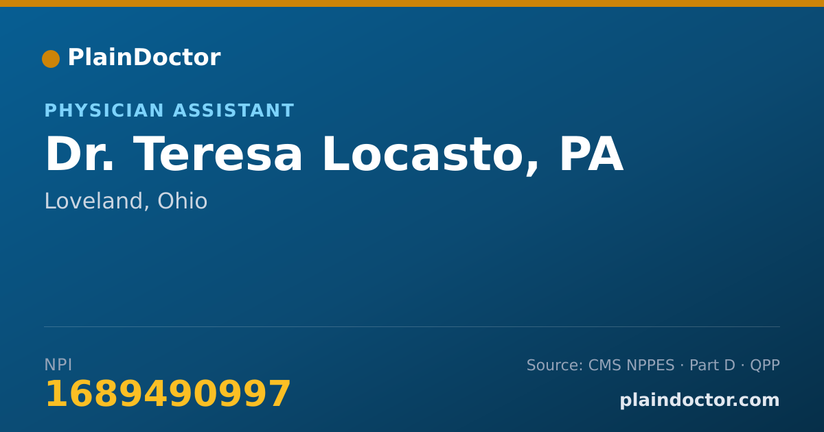 Shareable card for Teresa Locasto, PA - Physician Assistant, Loveland, OH