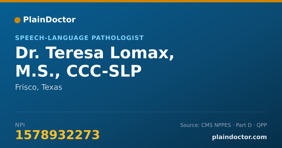 Shareable card for Teresa Lomax, M.S., CCC-SLP - Speech-Language Pathologist, Frisco, TX