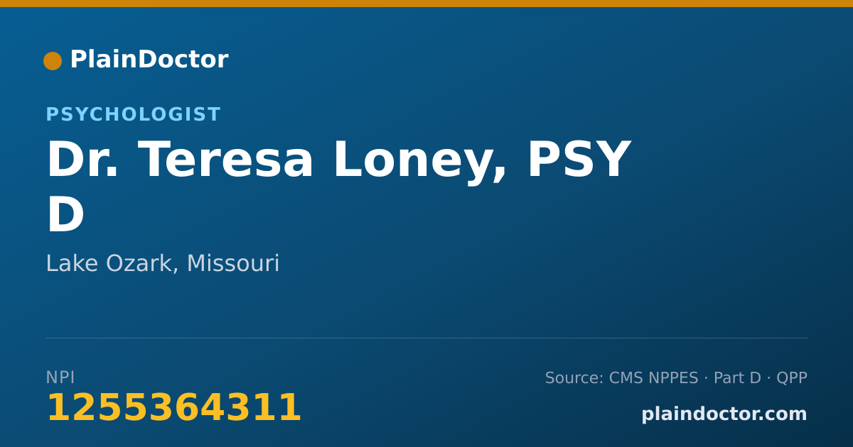 Shareable card for Teresa Loney, PSY D - Psychologist, Lake Ozark, MO