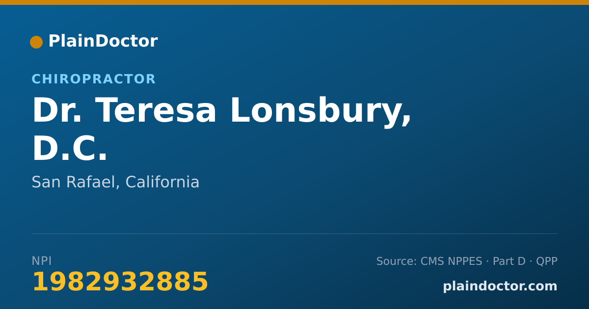 Shareable card for Teresa Lonsbury, D.C. - Chiropractor, San Rafael, CA