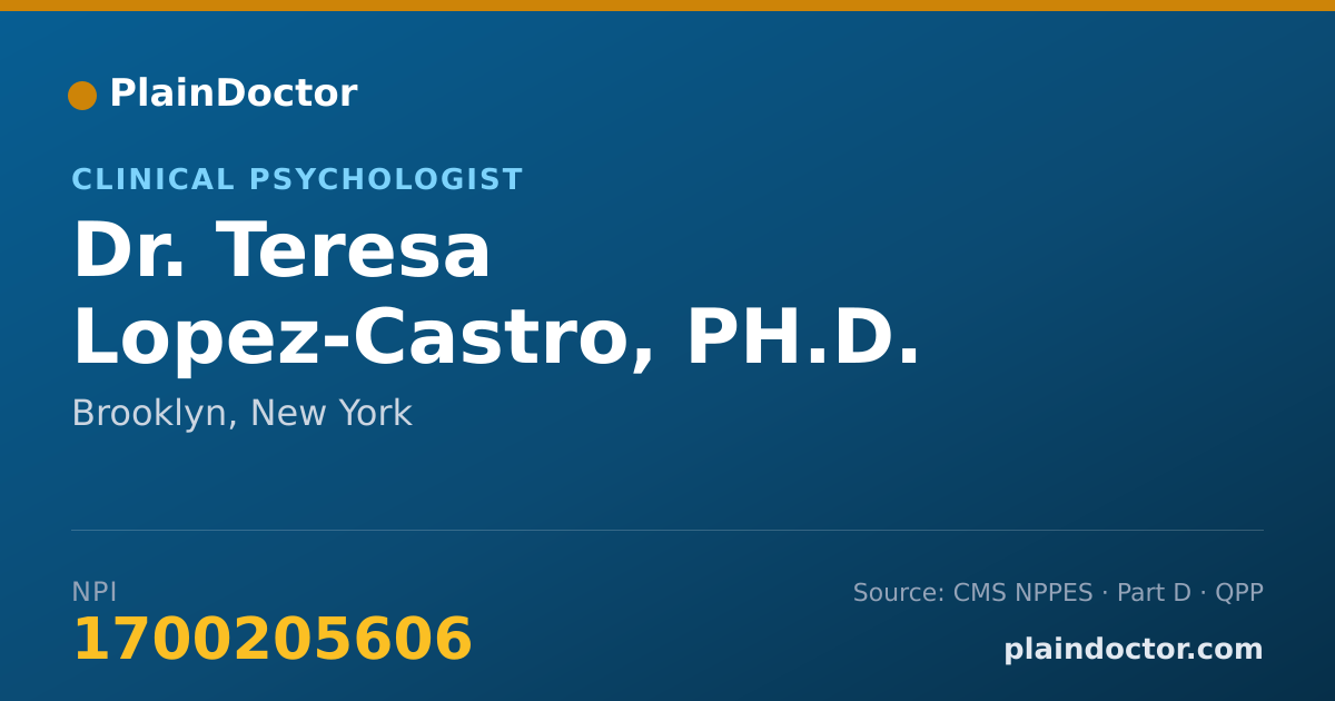 Shareable card for Teresa Lopez-Castro, PH.D. - Clinical Psychologist, Brooklyn, NY