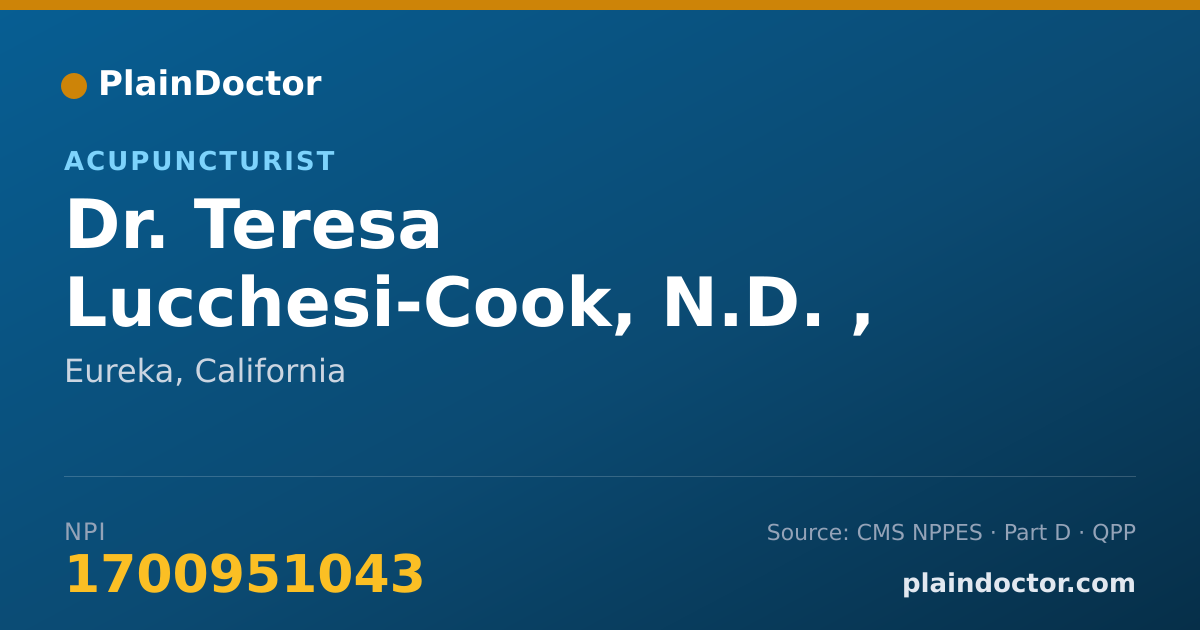 Shareable card for Teresa Lucchesi-Cook, N.D. , L.AC. - Acupuncturist, Eureka, CA