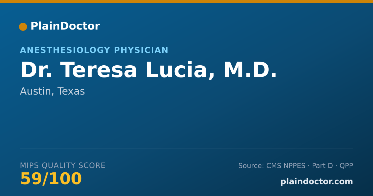 Shareable card for Teresa Lucia, M.D. - Anesthesiology Physician, Austin, TX
