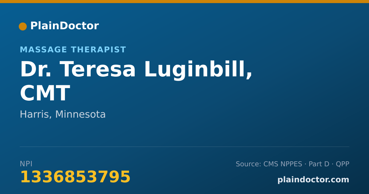 Shareable card for Teresa Luginbill, CMT - Massage Therapist, Harris, MN