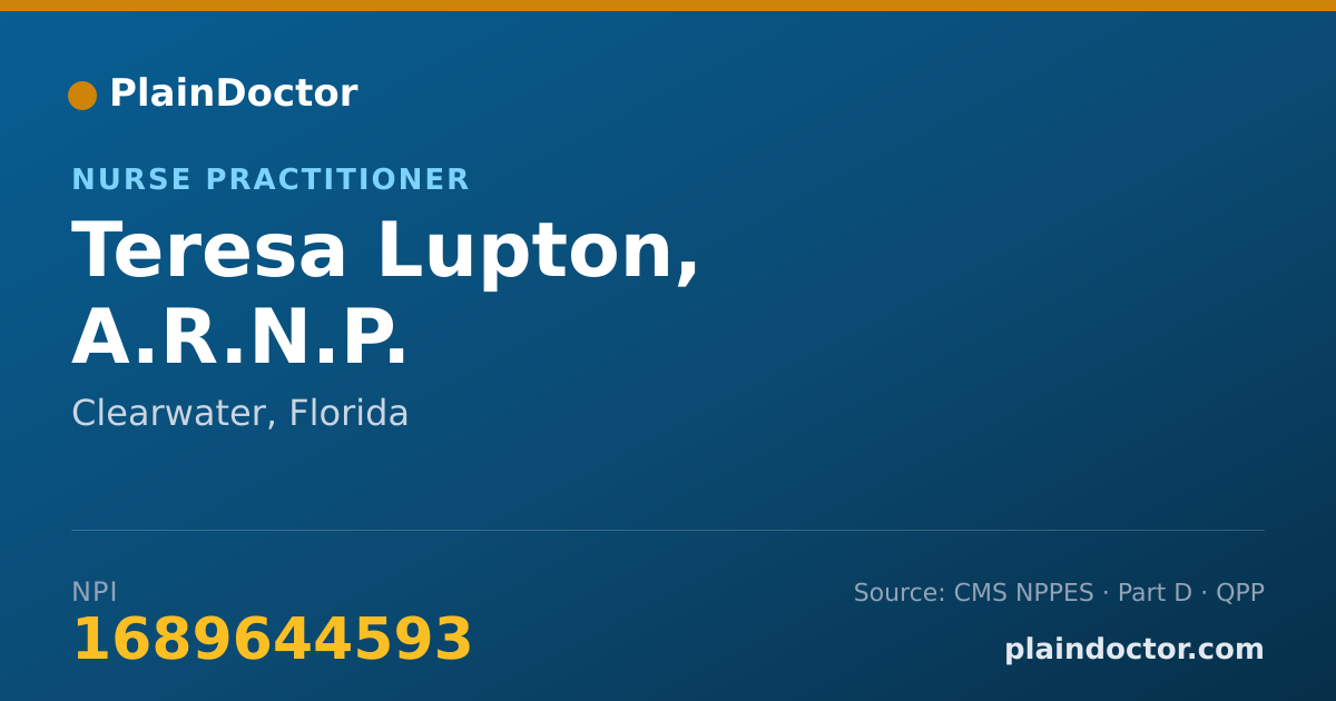 Shareable card for Teresa Lupton, A.R.N.P. - Nurse Practitioner, Clearwater, FL