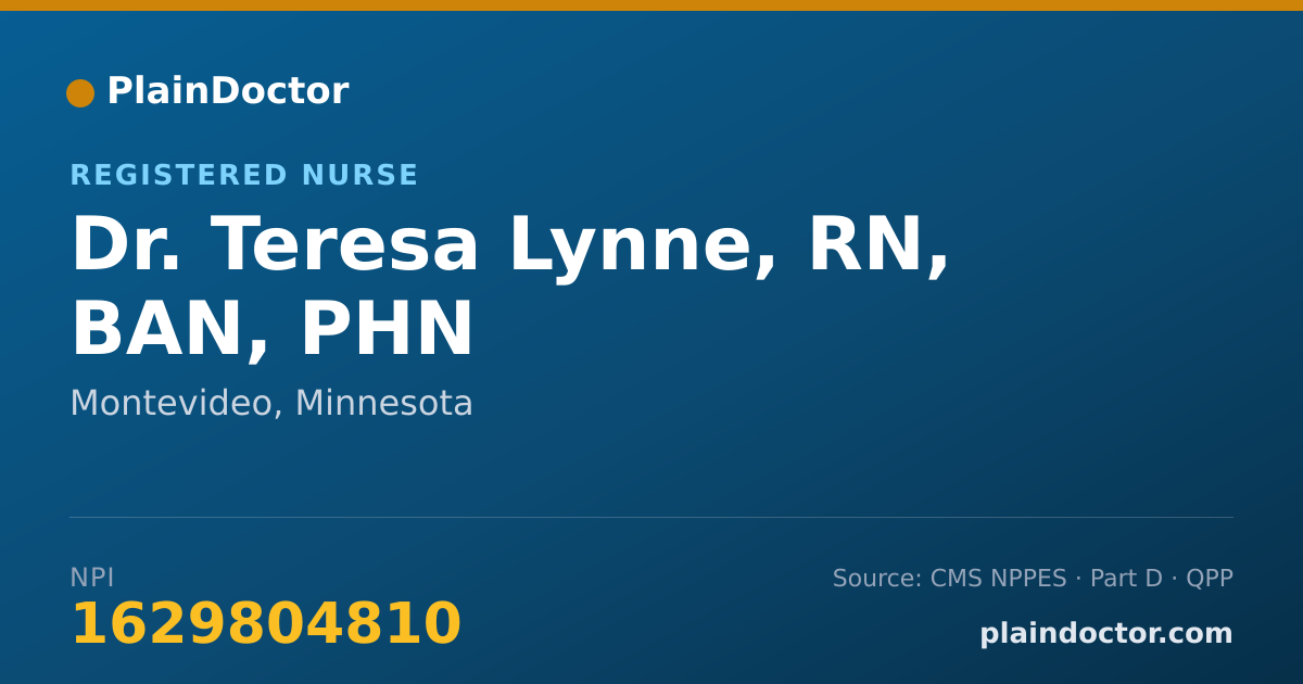 Shareable card for Teresa Lynne, RN, BAN, PHN - Registered Nurse, Montevideo, MN