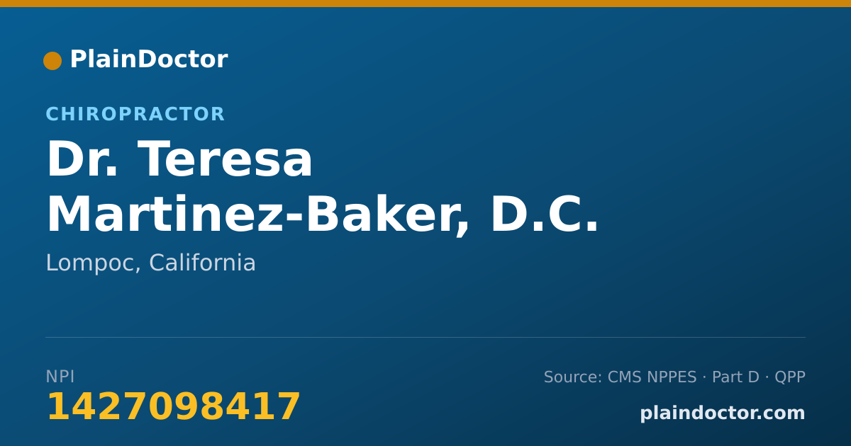 Shareable card for Teresa Martinez-Baker, D.C. - Chiropractor, Lompoc, CA