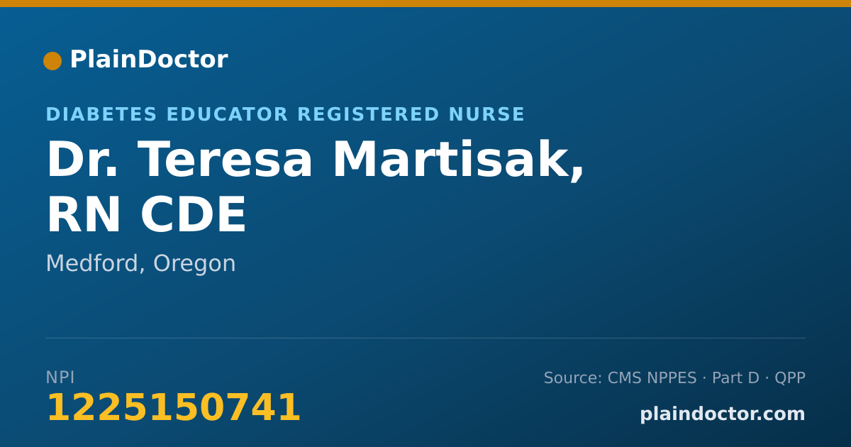 Shareable card for Teresa Martisak, RN CDE - Diabetes Educator Registered Nurse, Medford, OR