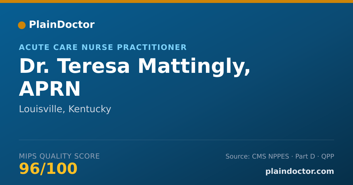 Shareable card for Teresa Mattingly, APRN - Acute Care Nurse Practitioner, Louisville, KY