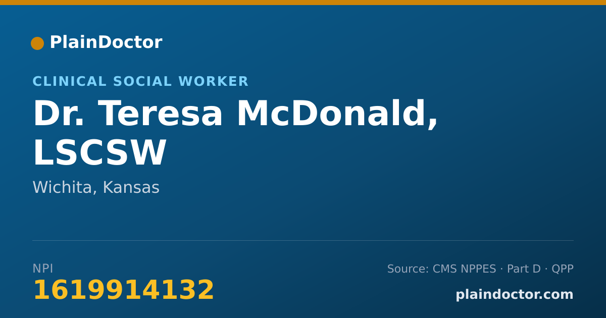 Shareable card for Teresa McDonald, LSCSW - Clinical Social Worker, Wichita, KS
