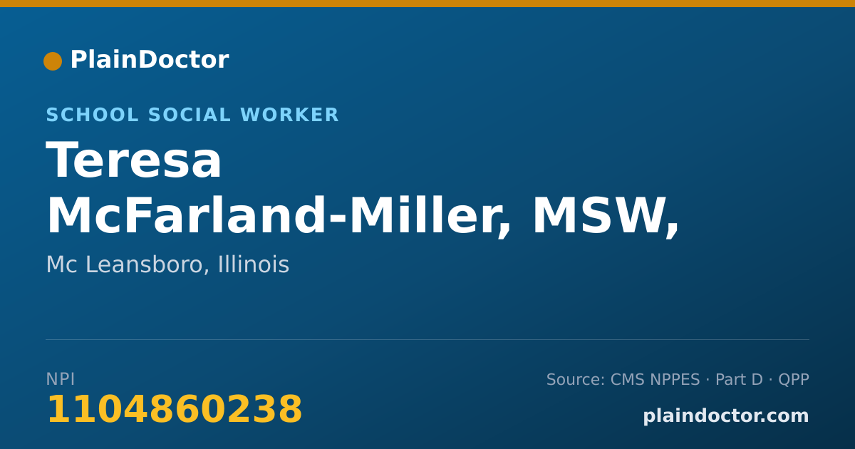 Shareable card for Teresa McFarland-Miller, MSW, LCSW - School Social Worker, Mc Leansboro, IL