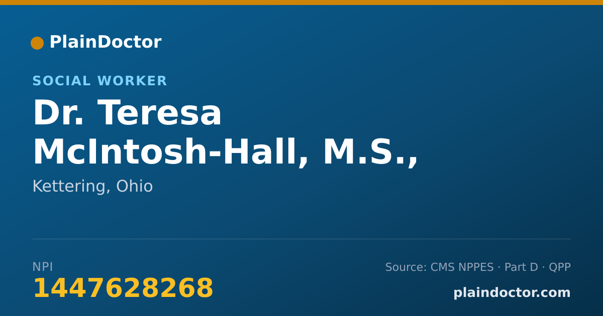 Shareable card for Teresa McIntosh-Hall, M.S., LSW - Social Worker, Kettering, OH