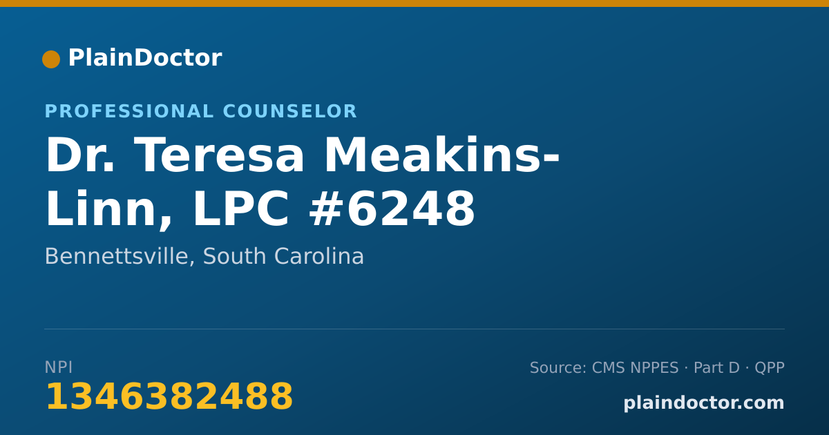 Shareable card for Teresa Meakins- Linn, LPC #6248 - Professional Counselor, Bennettsville, SC
