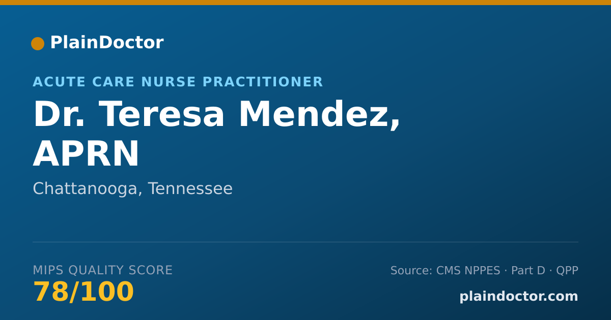 Shareable card for Teresa Mendez, APRN - Acute Care Nurse Practitioner, Chattanooga, TN