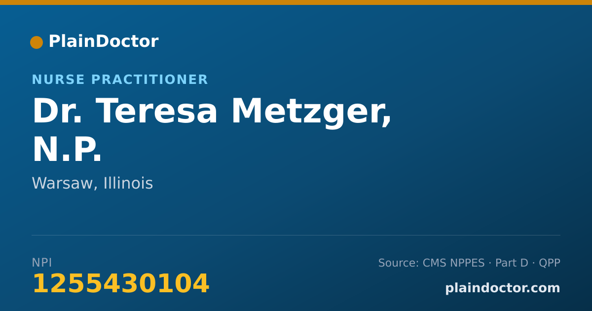 Shareable card for Teresa Metzger, N.P. - Nurse Practitioner, Warsaw, IL