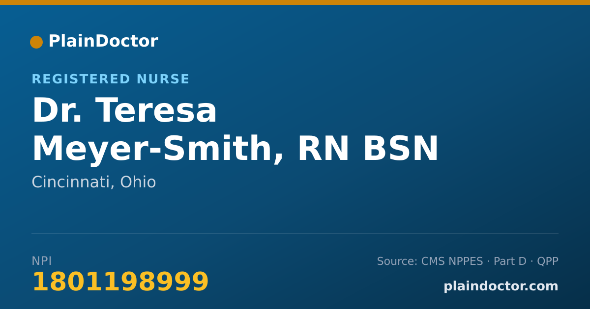 Shareable card for Teresa Meyer-Smith, RN BSN - Registered Nurse, Cincinnati, OH