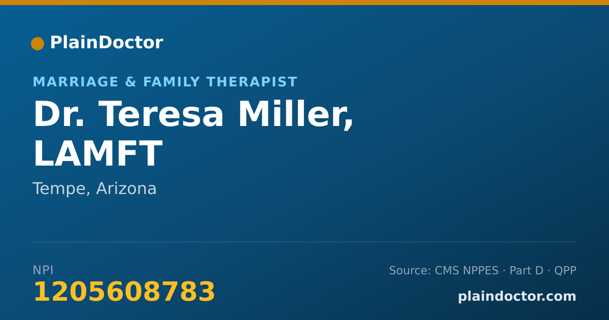 Shareable card for Teresa Miller, LAMFT - Marriage & Family Therapist, Tempe, AZ