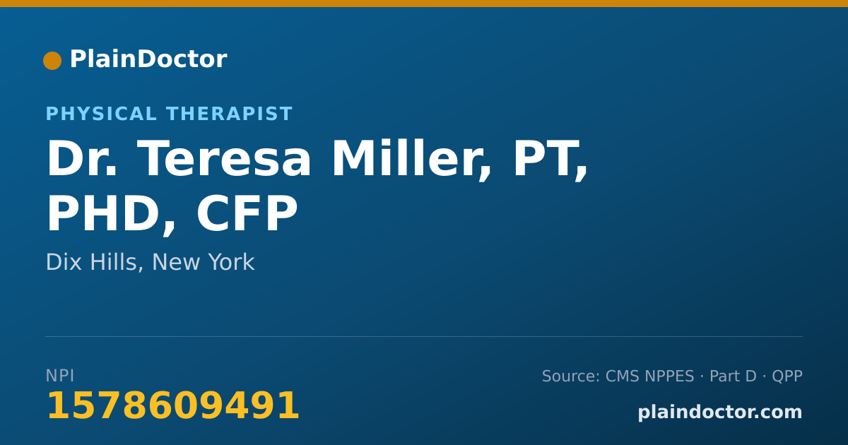 Shareable card for Teresa Miller, PT, PHD, CFP - Physical Therapist, Dix Hills, NY