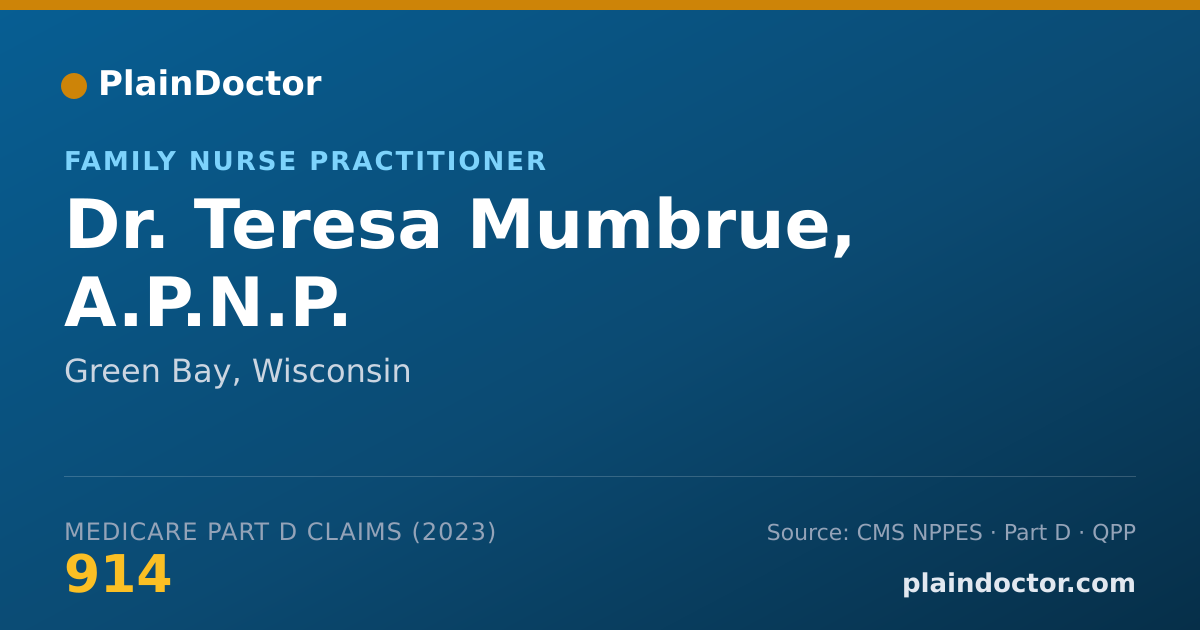 Shareable card for Teresa Mumbrue, A.P.N.P. - Family Nurse Practitioner, Green Bay, WI