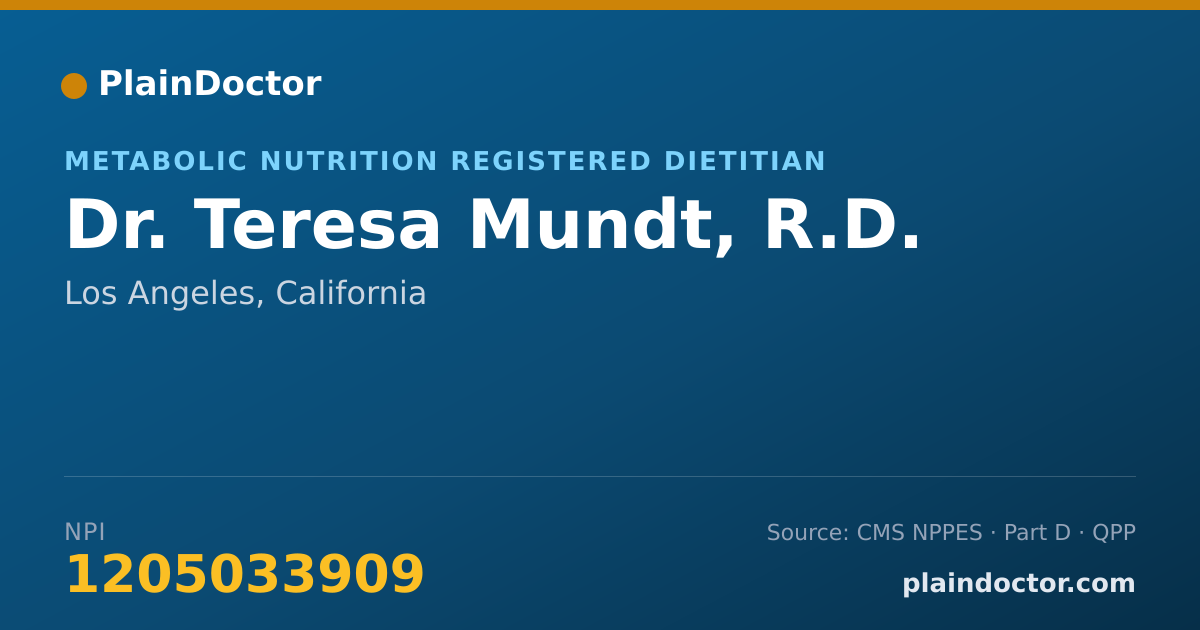 Shareable card for Teresa Mundt, R.D. - Metabolic Nutrition Registered Dietitian, Los Angeles, CA