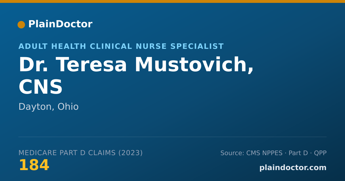 Shareable card for Teresa Mustovich, CNS - Adult Health Clinical Nurse Specialist, Dayton, OH