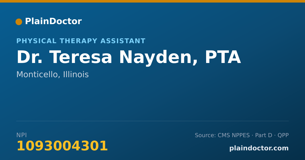 Shareable card for Teresa Nayden, PTA - Physical Therapy Assistant, Monticello, IL