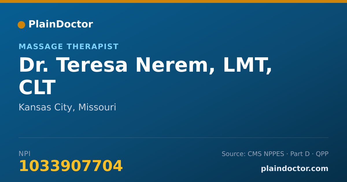 Shareable card for Teresa Nerem, LMT, CLT - Massage Therapist, Kansas City, MO