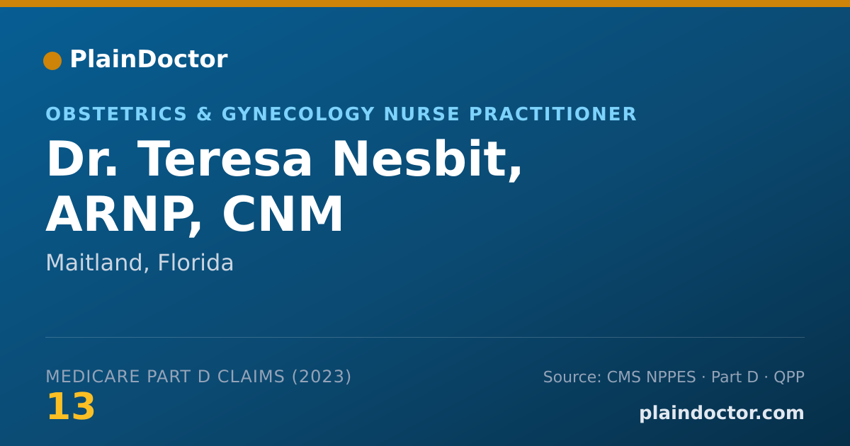 Shareable card for Teresa Nesbit, ARNP, CNM - Obstetrics & Gynecology Nurse Practitioner, Maitland, FL