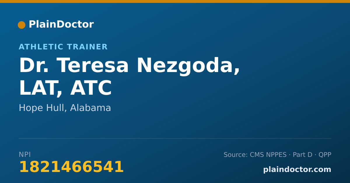 Shareable card for Teresa Nezgoda, LAT, ATC - Athletic Trainer, Hope Hull, AL