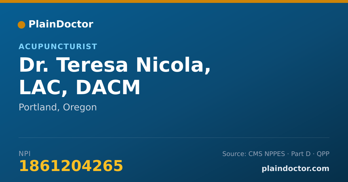 Shareable card for Teresa Nicola, LAC, DACM - Acupuncturist, Portland, OR