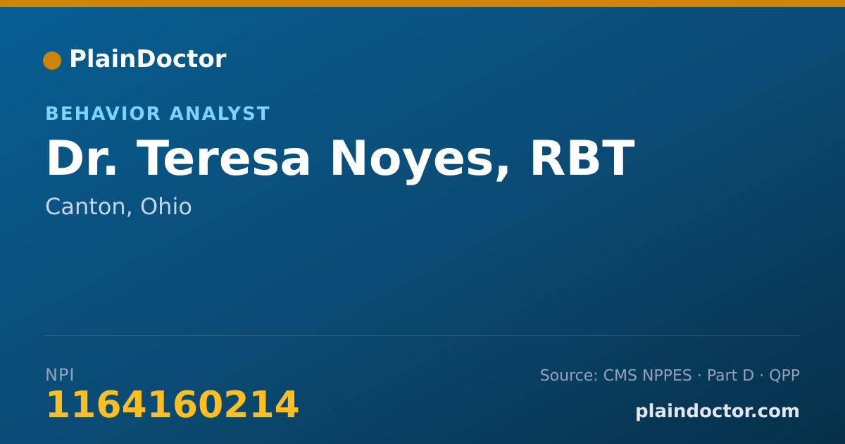 Shareable card for Teresa Noyes, RBT - Behavior Analyst, Canton, OH
