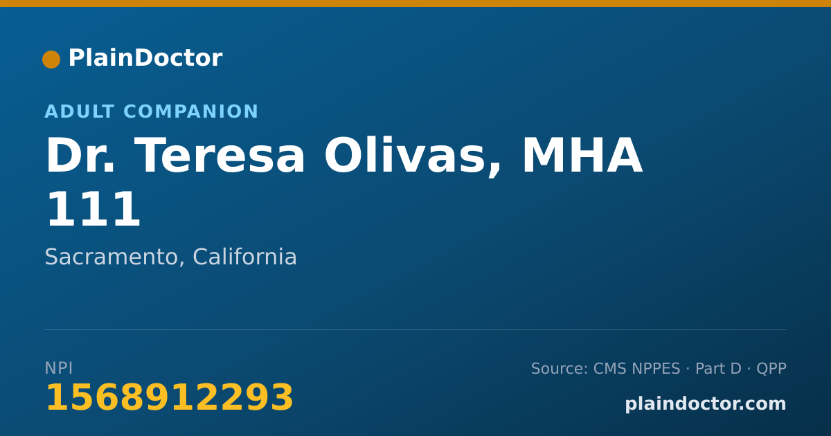 Shareable card for Teresa Olivas, MHA 111 - Adult Companion, Sacramento, CA