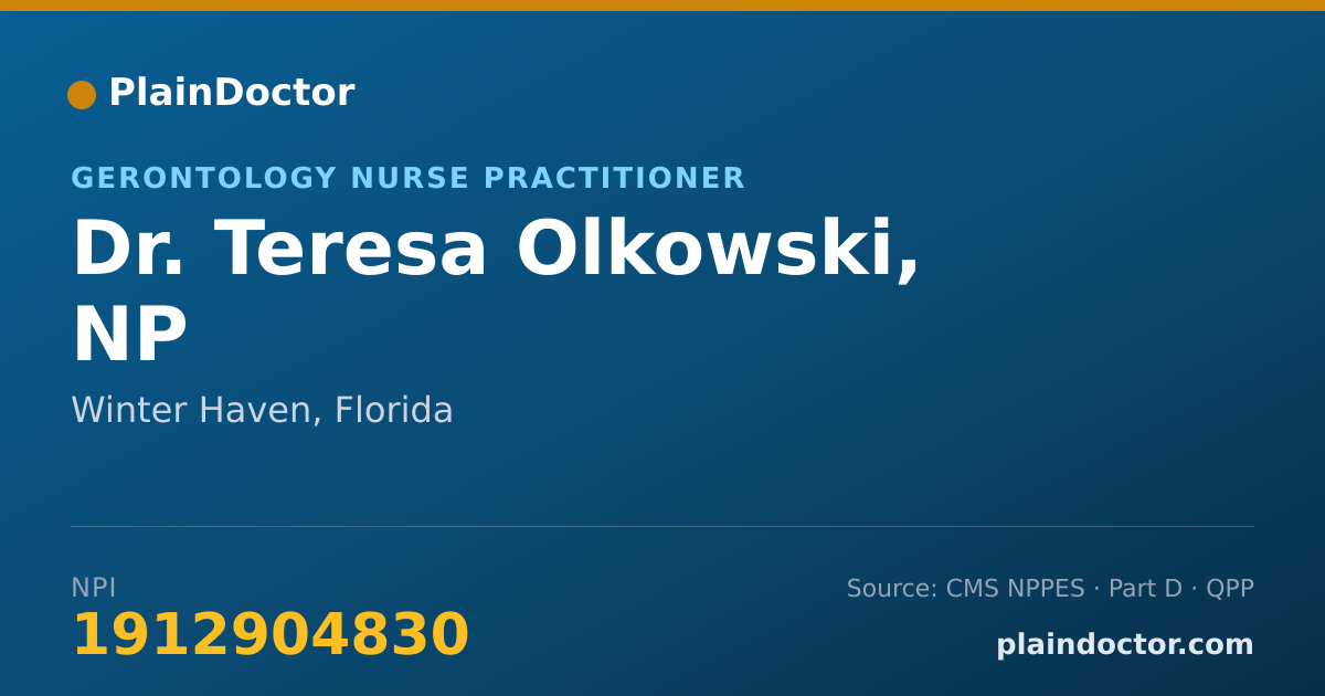Shareable card for Teresa Olkowski, NP - Gerontology Nurse Practitioner, Winter Haven, FL