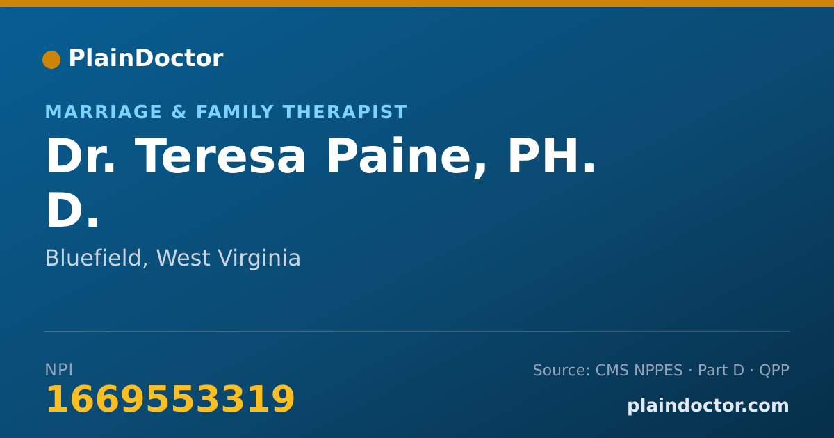 Shareable card for Teresa Paine, PH. D. - Marriage & Family Therapist, Bluefield, WV