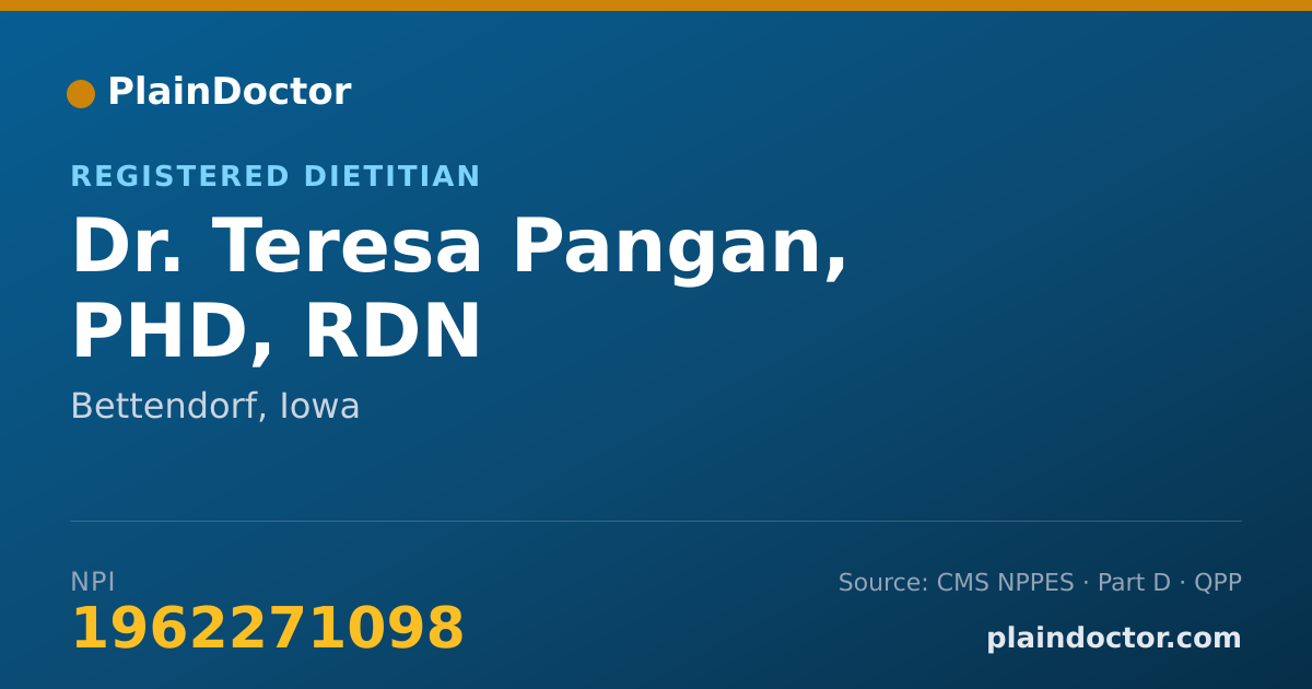 Shareable card for Teresa Pangan, PHD, RDN - Registered Dietitian, Bettendorf, IA
