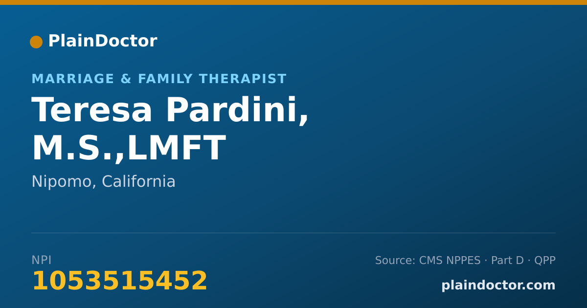 Shareable card for Teresa Pardini, M.S.,LMFT - Marriage & Family Therapist, Nipomo, CA