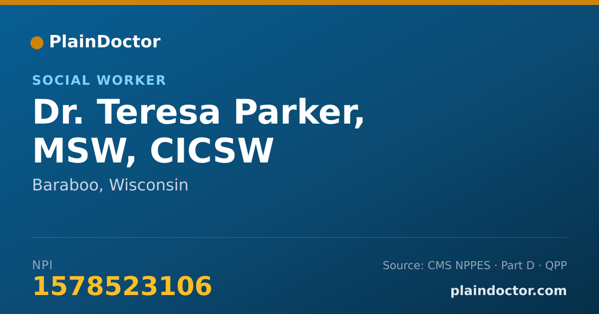 Shareable card for Teresa Parker, MSW, CICSW - Social Worker, Baraboo, WI