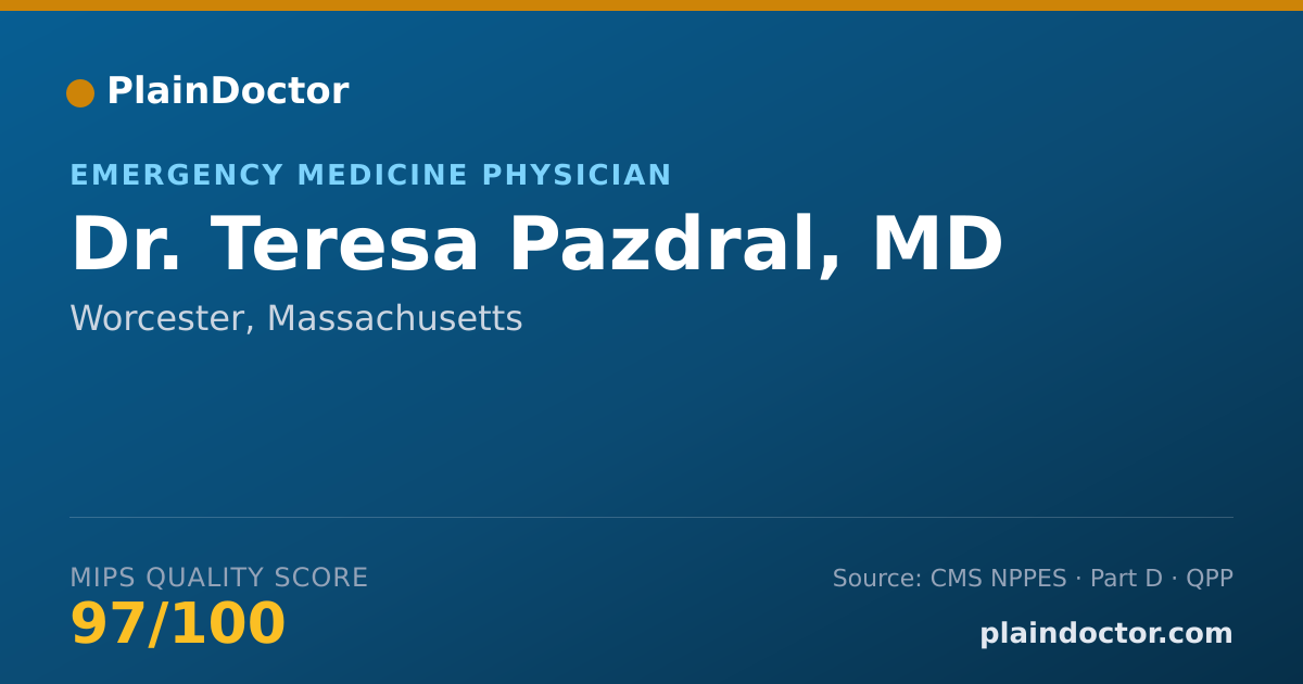 Shareable card for Teresa Pazdral, MD - Emergency Medicine Physician, Worcester, MA