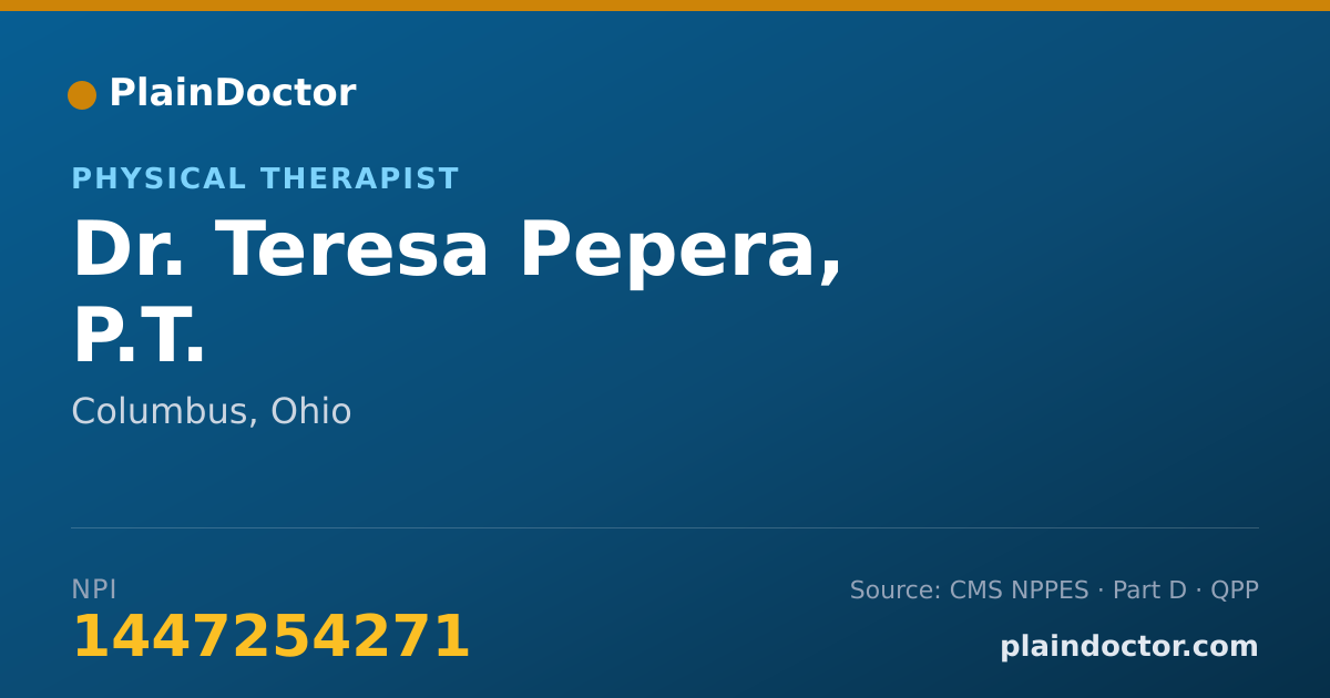 Shareable card for Teresa Pepera, P.T. - Physical Therapist, Columbus, OH
