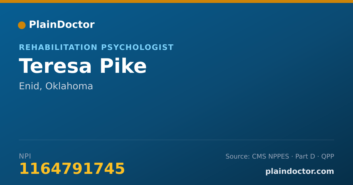 Shareable card for Teresa Pike - Rehabilitation Psychologist, Enid, OK