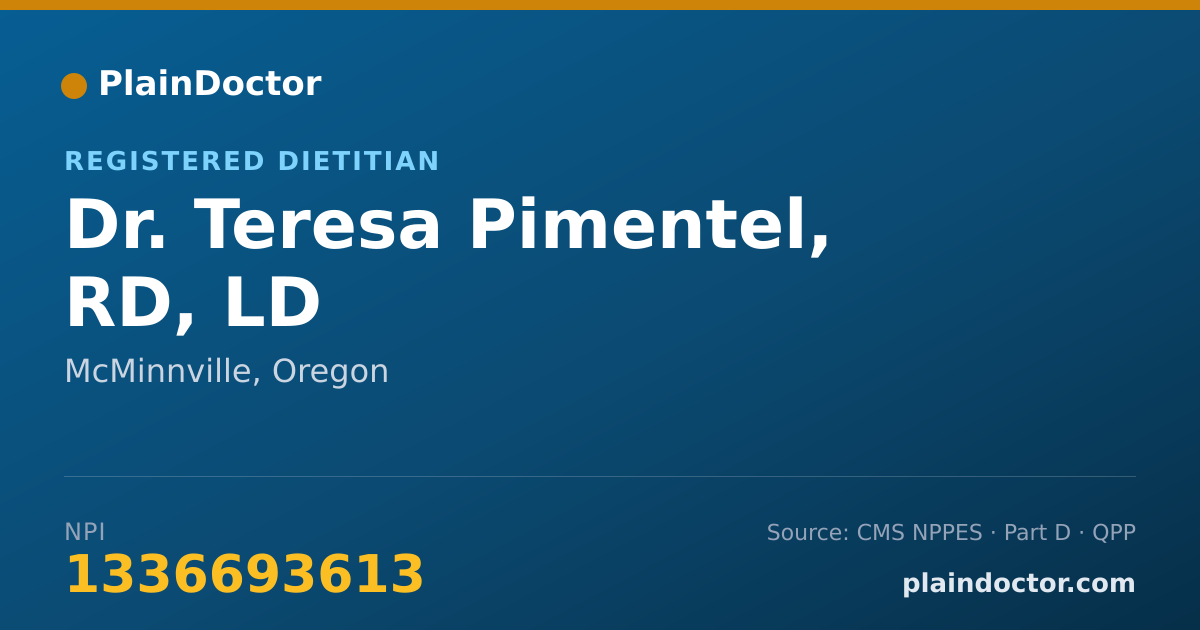 Shareable card for Teresa Pimentel, RD, LD - Registered Dietitian, McMinnville, OR