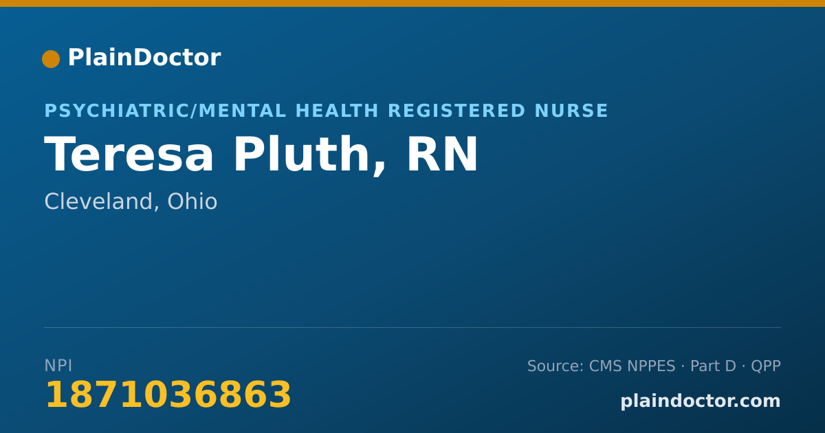 Shareable card for Teresa Pluth, RN - Psychiatric/Mental Health Registered Nurse, Cleveland, OH