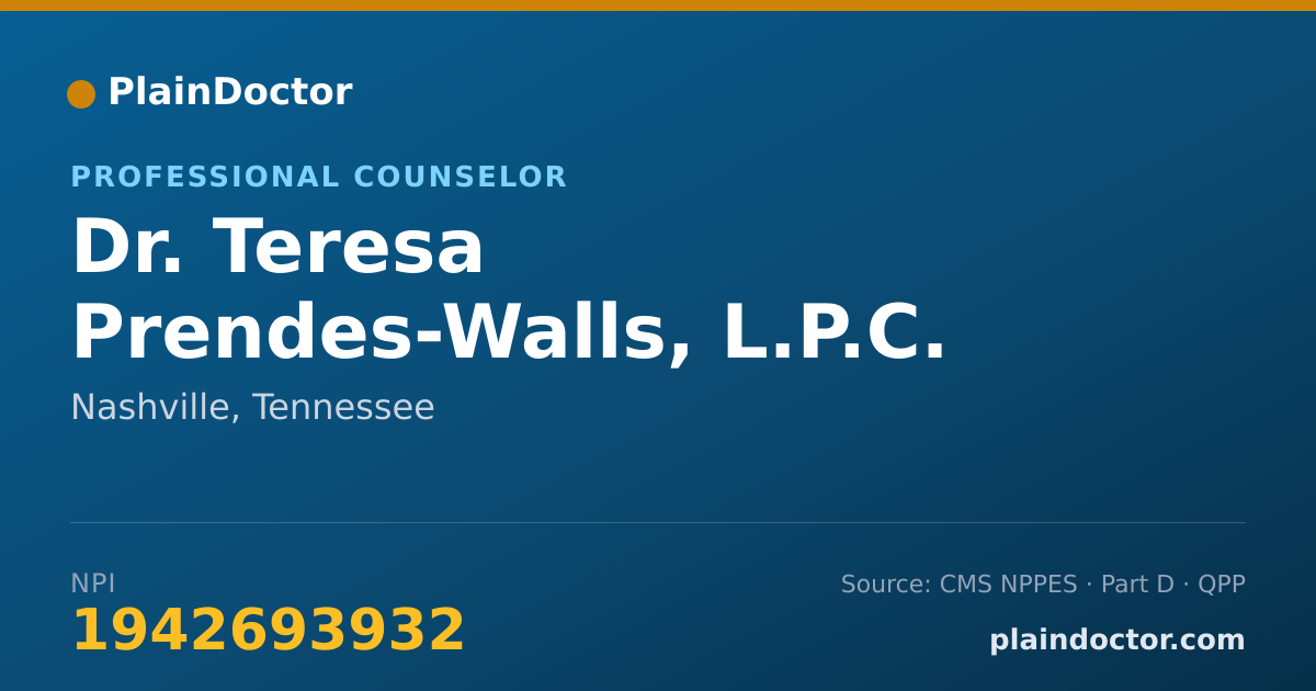 Shareable card for Teresa Prendes-Walls, L.P.C. - Professional Counselor, Nashville, TN