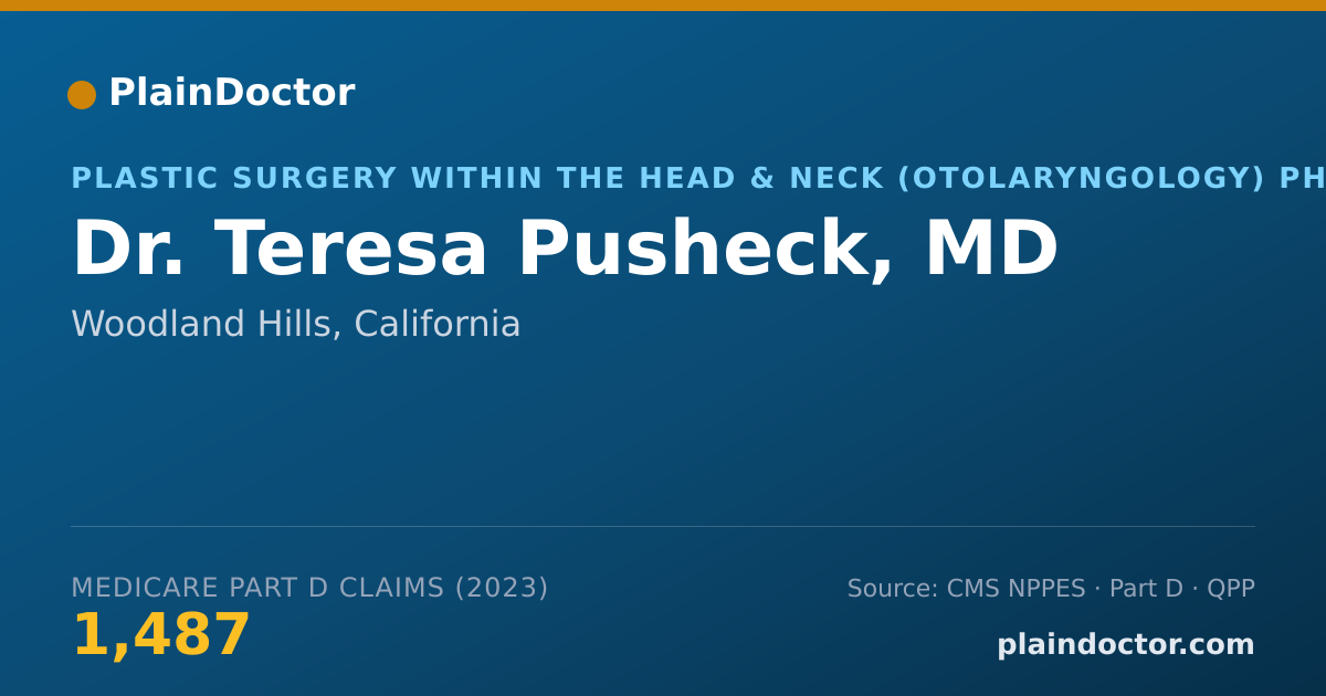 Shareable card for Teresa Pusheck, MD - Plastic Surgery within the Head & Neck (Otolaryngology) Physician, Woodland Hills, CA