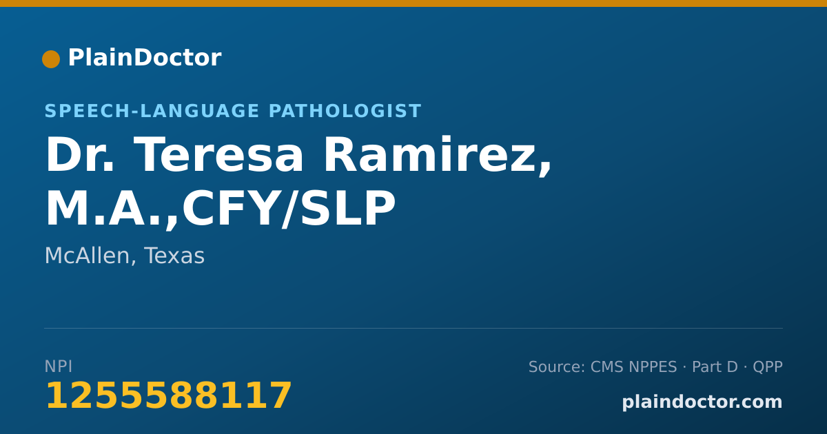 Shareable card for Teresa Ramirez, M.A.,CFY/SLP - Speech-Language Pathologist, McAllen, TX