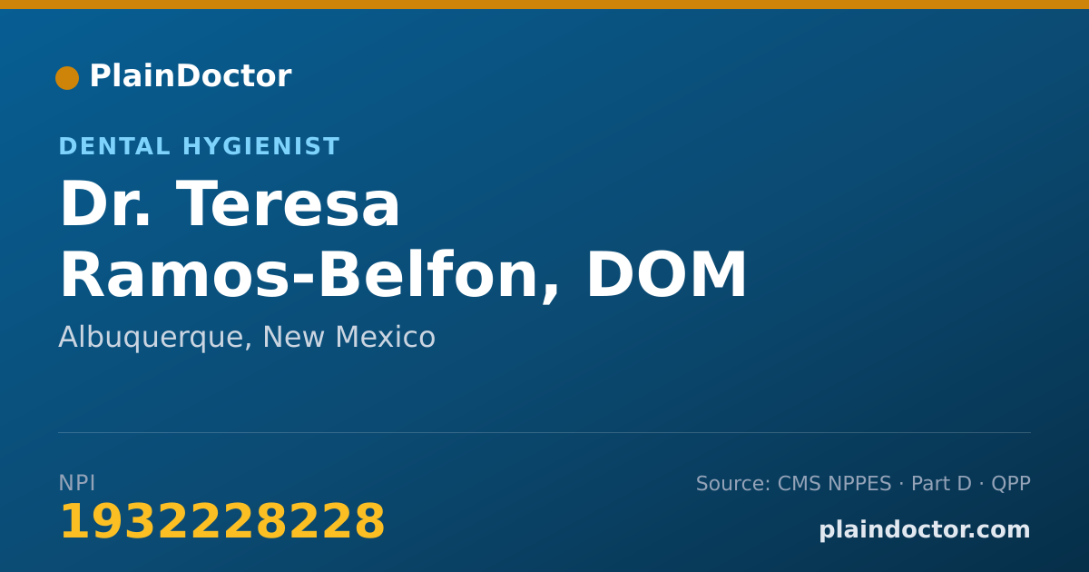 Shareable card for Teresa Ramos-Belfon, DOM - Dental Hygienist, Albuquerque, NM